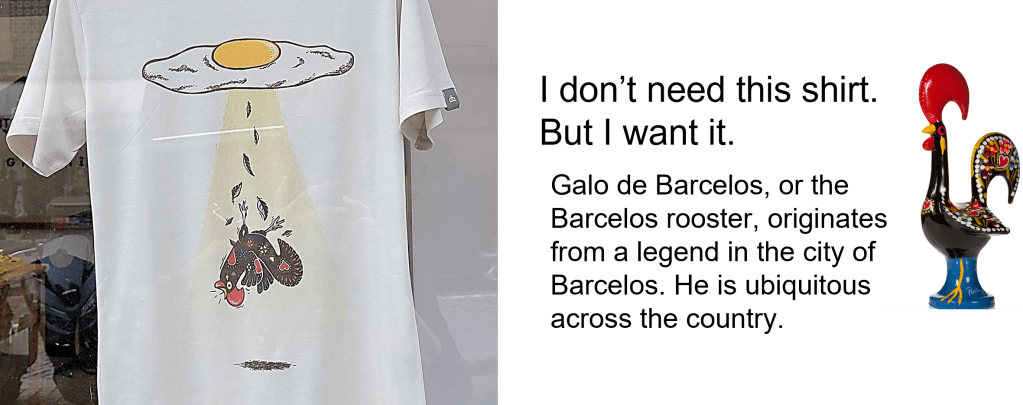 Barcelos rooster and T-shirt, Porto, Portugal